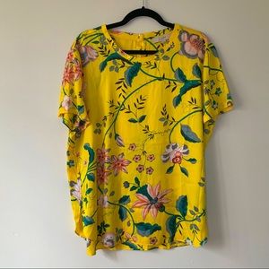 LOFT Floral Back Pleat Top